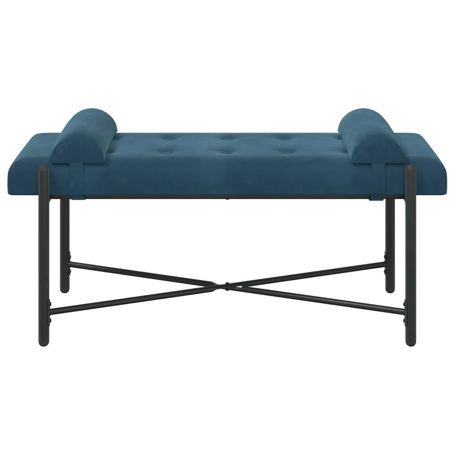 Banc capitonné à boutons avec coussins Bleu 110 x 40 x 46 cm - 5