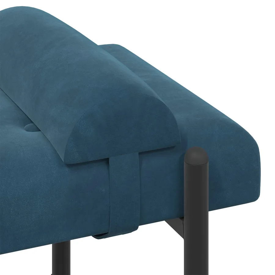 Banc capitonné à boutons avec coussins Bleu 110 x 40 x 46 cm - 6