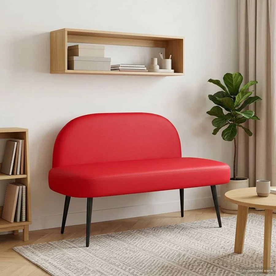 Banc rembourré avec dossier Rouge 110 x 60 x 76 cm Simili cuir