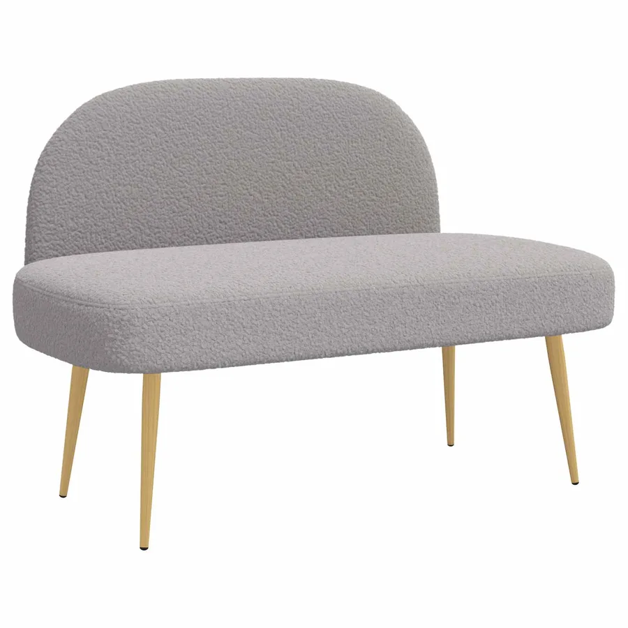 Banc rembourré avec dossier Gris clair 110 x 60 x 76 cm Bouclé - 2