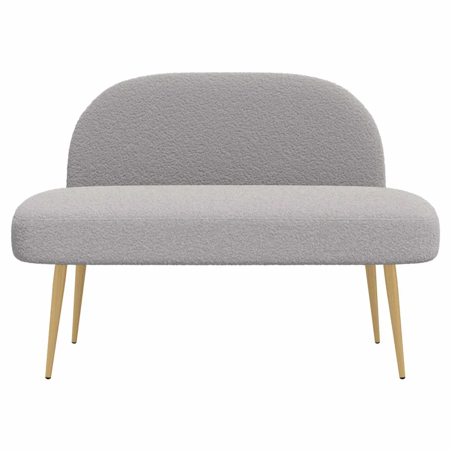 Banc rembourré avec dossier Gris clair 110 x 60 x 76 cm Bouclé - 3