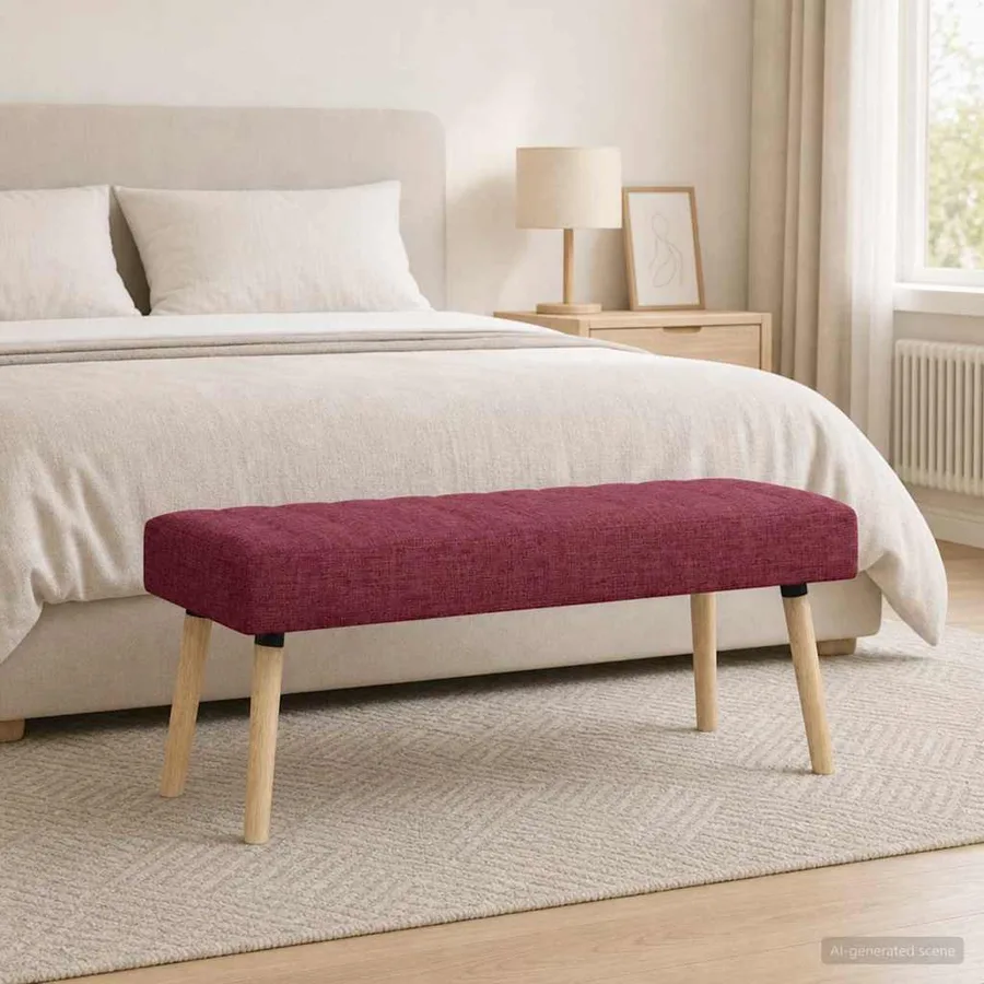 Banc capitonné canal Bordeaux 110 x 40 x 46 cm Tissu - 4