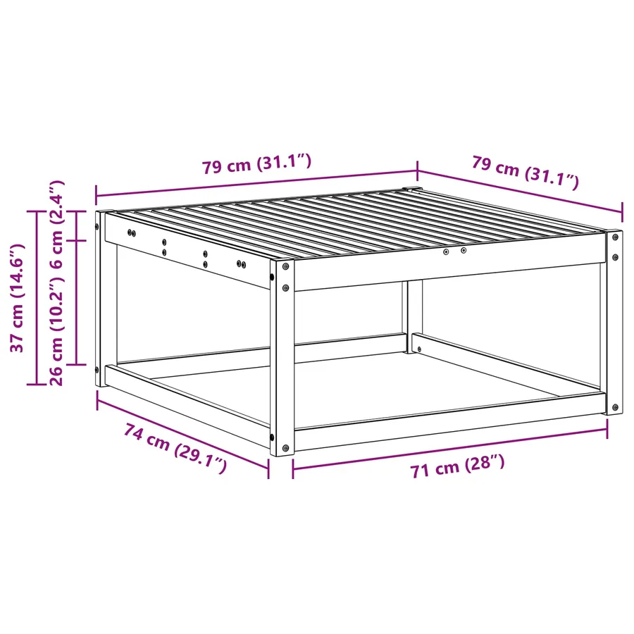 Pouf d'Extérieur Bois d'Acacia Massif Blanc 79 x 79 x 37 cm - 6