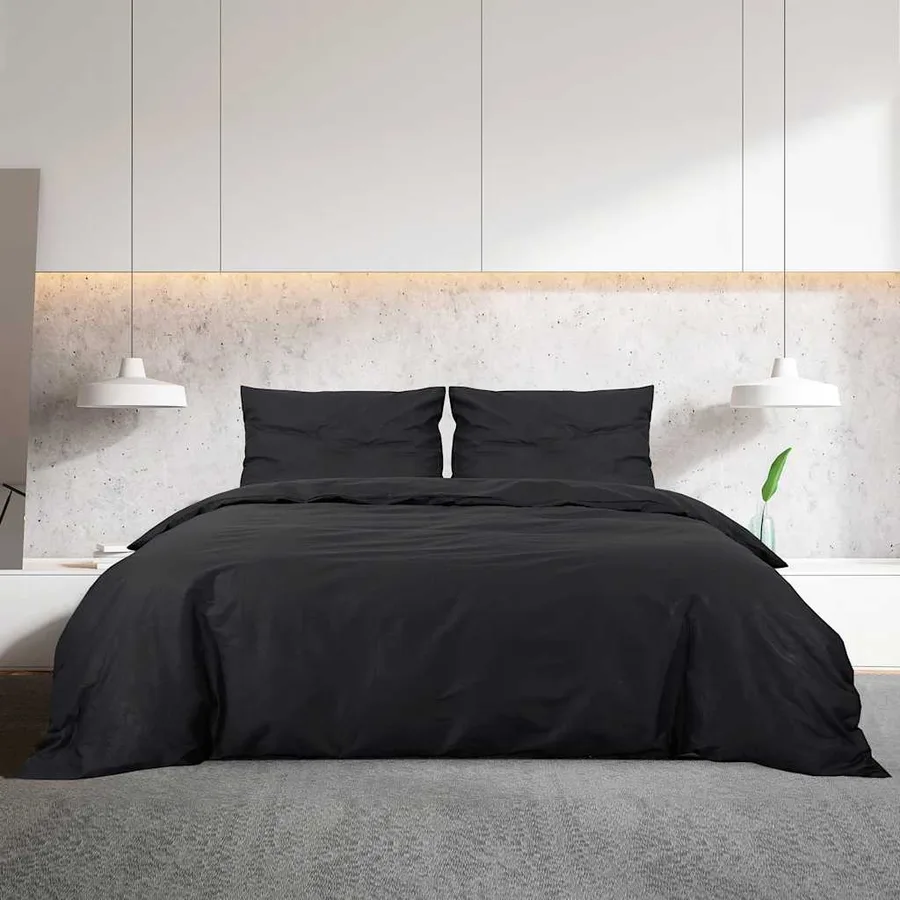 Ensemble de housse de couette Noir 240x220 cm Coton - 3