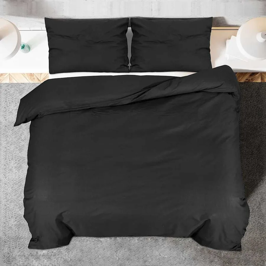 Ensemble de housse de couette Noir 240x220 cm Coton - 5
