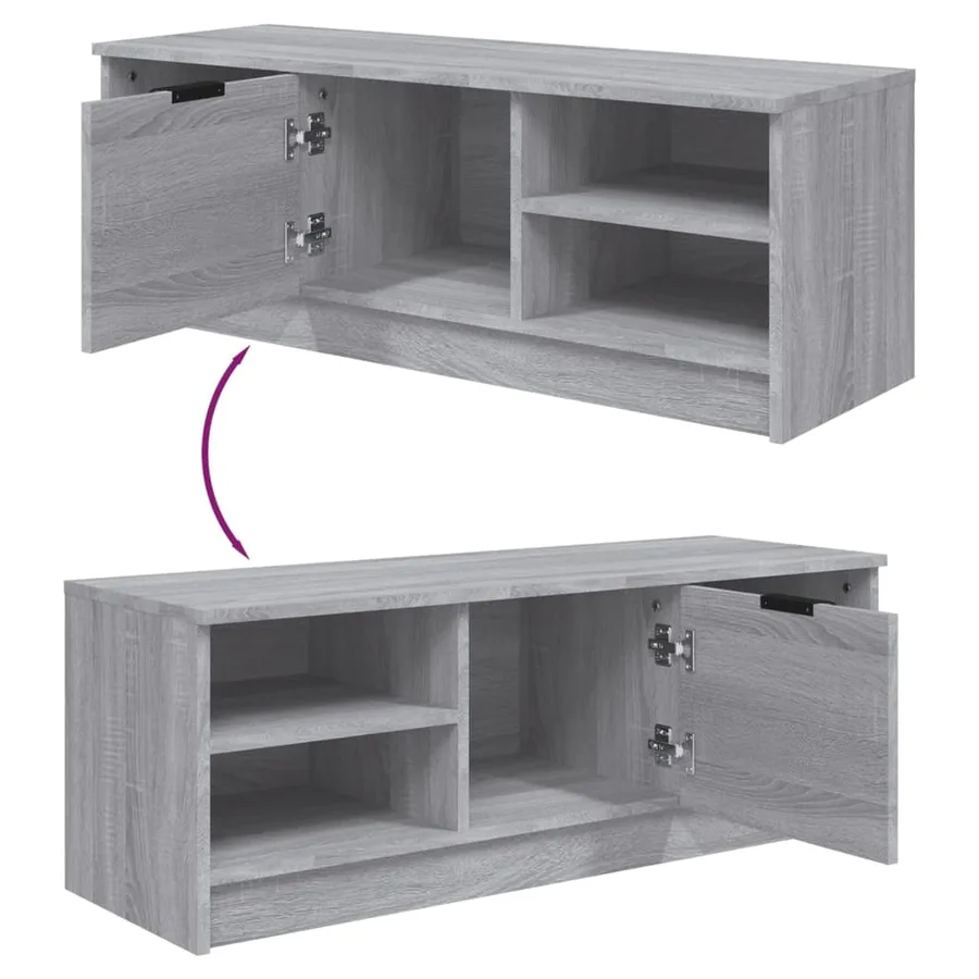 Meuble TV Sonoma gris 102x35,5x36,5 cm Bois d'ingénierie - 8