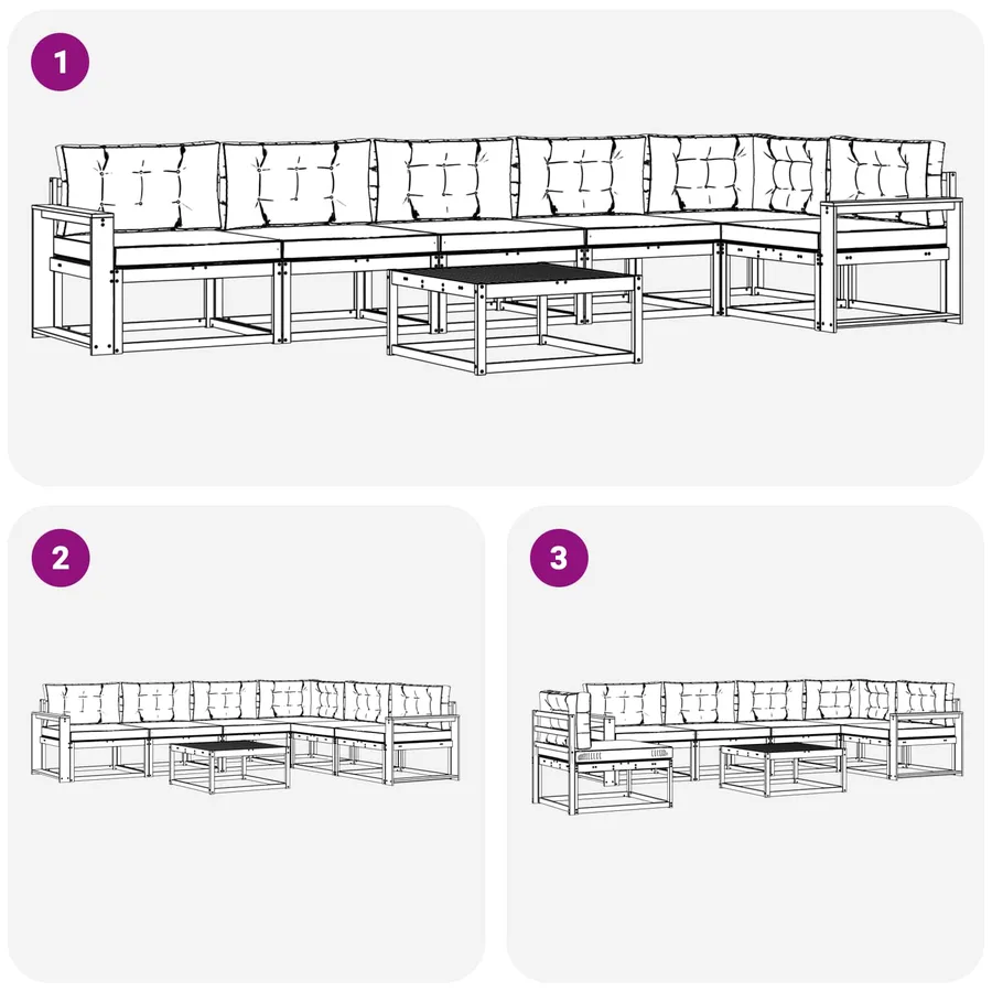Ensemble de canapés d'extérieur 7 pcs Blanc et Beige - 7