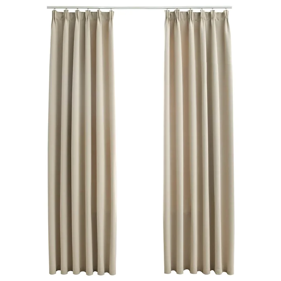 Rideaux occultants avec crochets 2 pcs Beige 140x175 cm - 2
