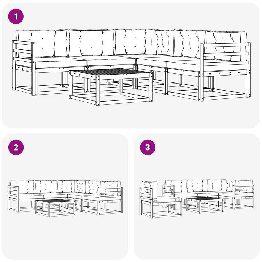Ensemble de canapés d'extérieur 6 pcs Blanc et gris clair - 7