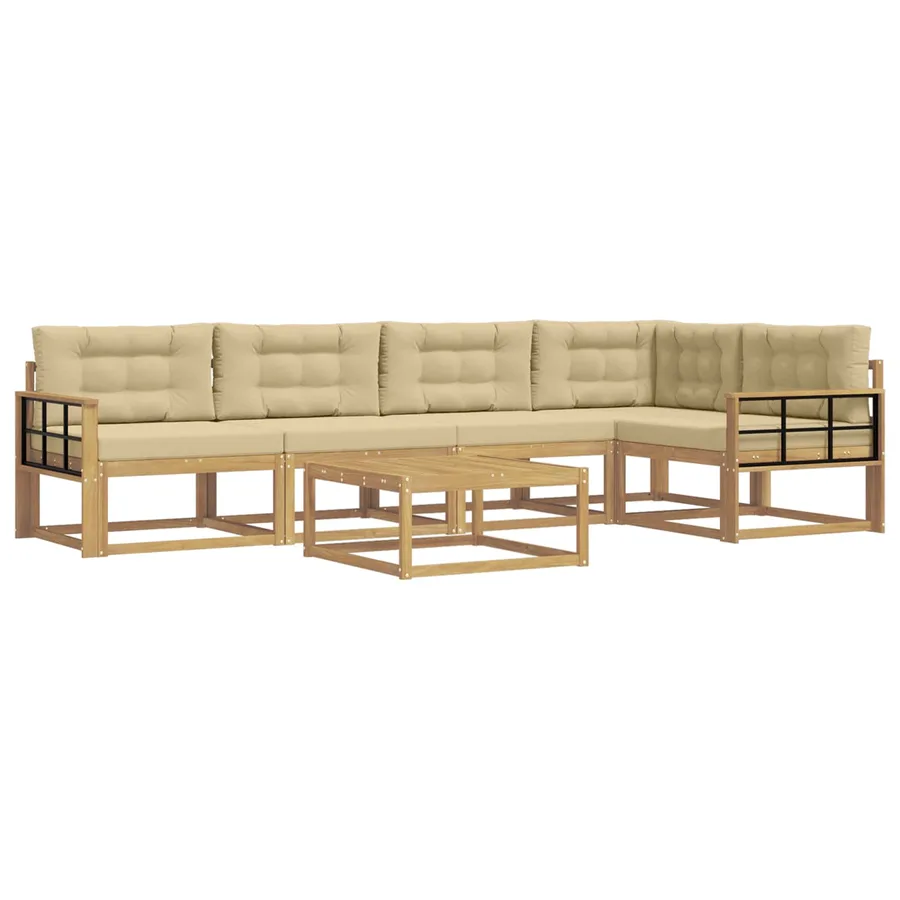 Ensemble de canapés d'extérieur 6 pcs Blanc et Beige - 2