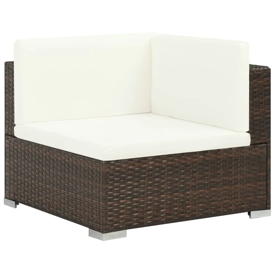 Salon de jardin 6 pcs avec coussins Résine tressée Marron - 3