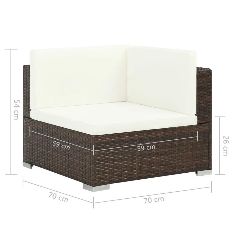 Salon de jardin 6 pcs avec coussins Résine tressée Marron - 7