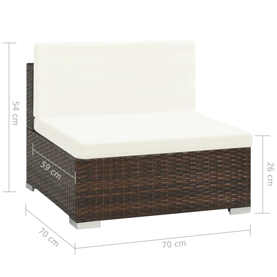Salon de jardin 6 pcs avec coussins Résine tressée Marron - 8