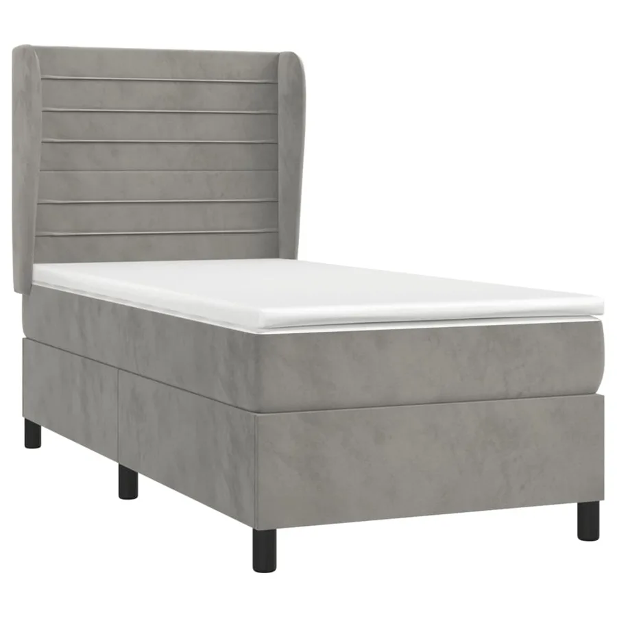 Sommier à lattes de lit et matelas Gris clair 80x200 cm Velours - 3