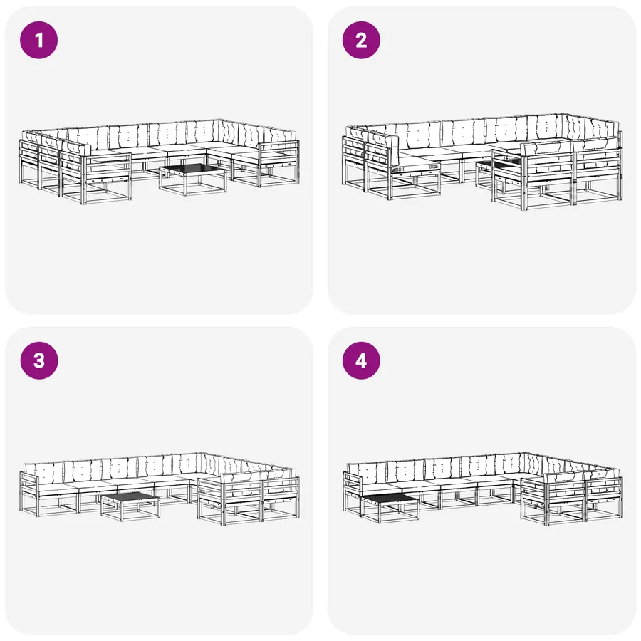Ensemble de canapés d'extérieur 10 pcs Blanc et anthracite - 7