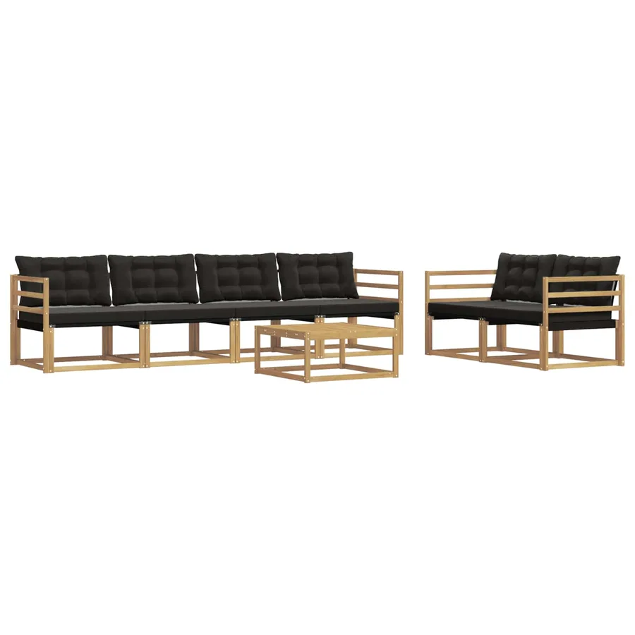 Ensemble de canapés d'extérieur 7 pcs Blanc et noir - 2