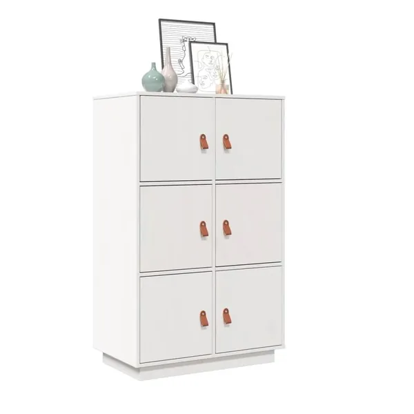 Buffet haut Blanc 67x40x108,5 cm Bois massif de pin
