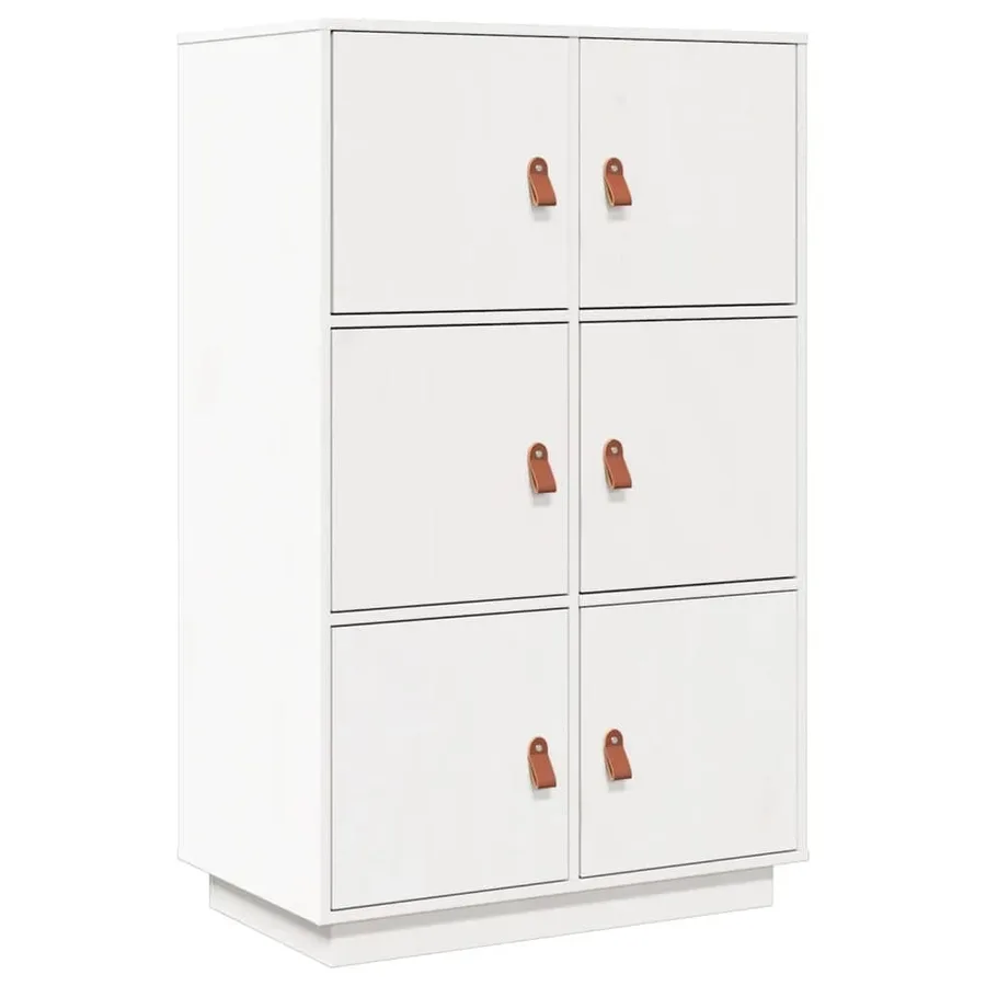Buffet haut Blanc 67x40x108,5 cm Bois massif de pin - 2
