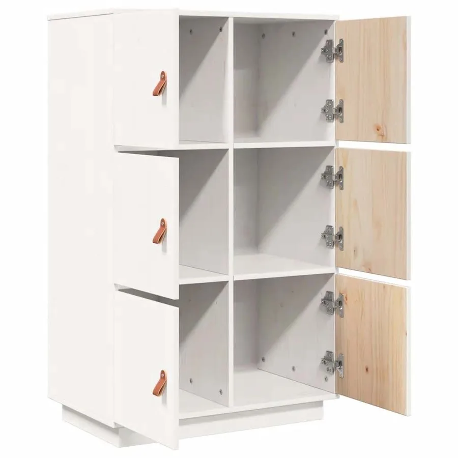 Buffet haut Blanc 67x40x108,5 cm Bois massif de pin - 6