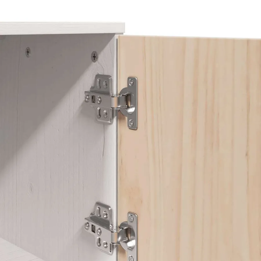 Buffet haut Blanc 67x40x108,5 cm Bois massif de pin - 9