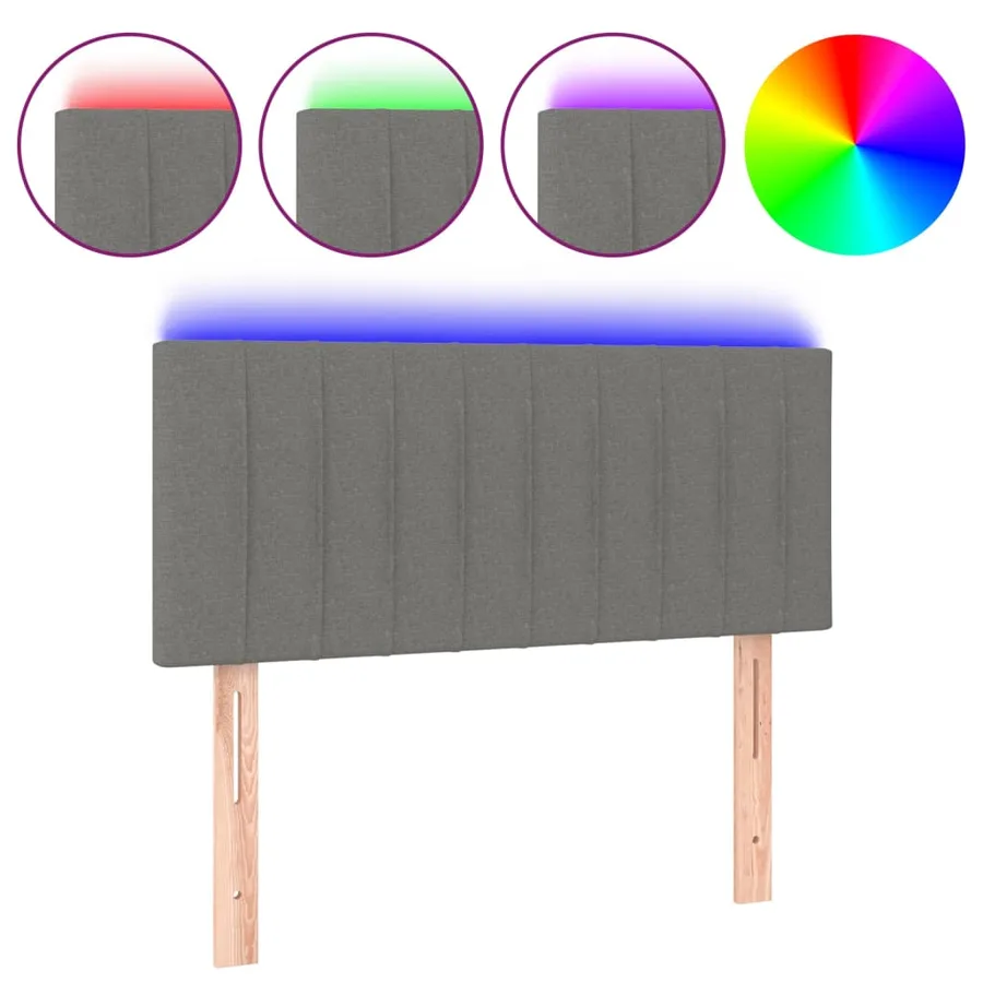 Tête de lit à LED Gris foncé 90x5x78/88 cm Tissu - 2