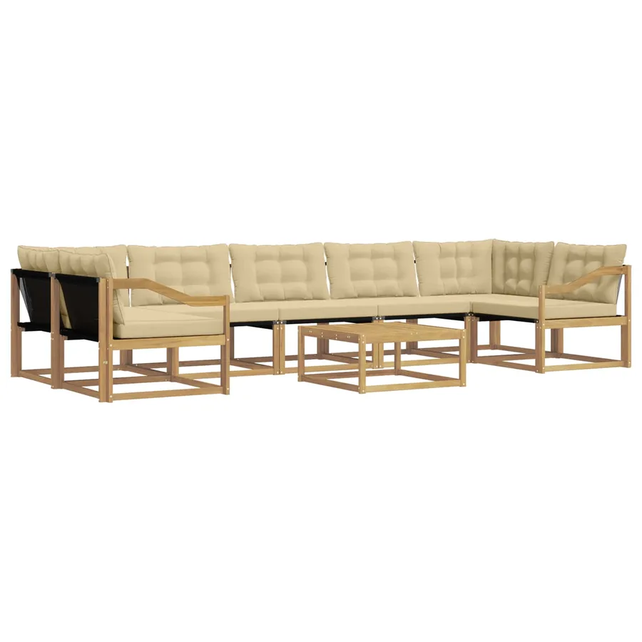 Ensemble de canapés d'extérieur 8 pcs Blanc et Beige - 2