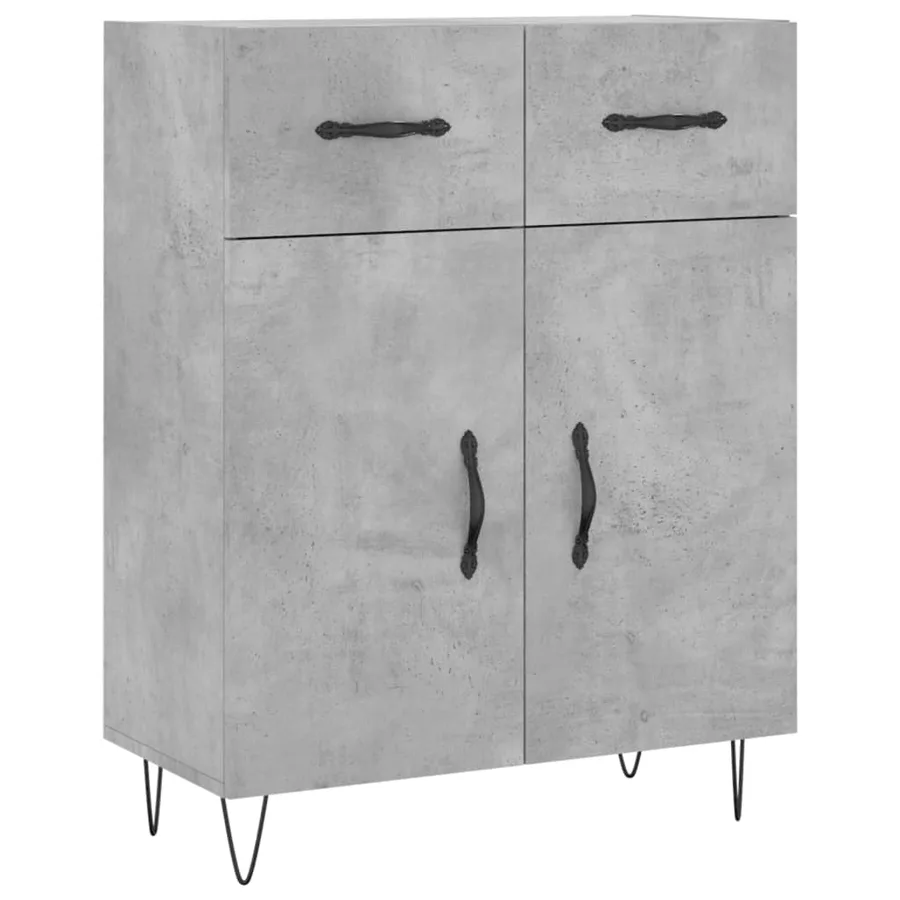 Buffet haut Gris béton 69,5x34x180 cm Bois d'ingénierie - 7