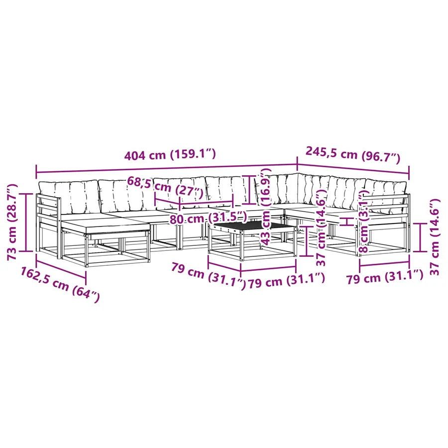 Ensemble de canapés d'extérieur 9 pcs Blanc et crème - 11