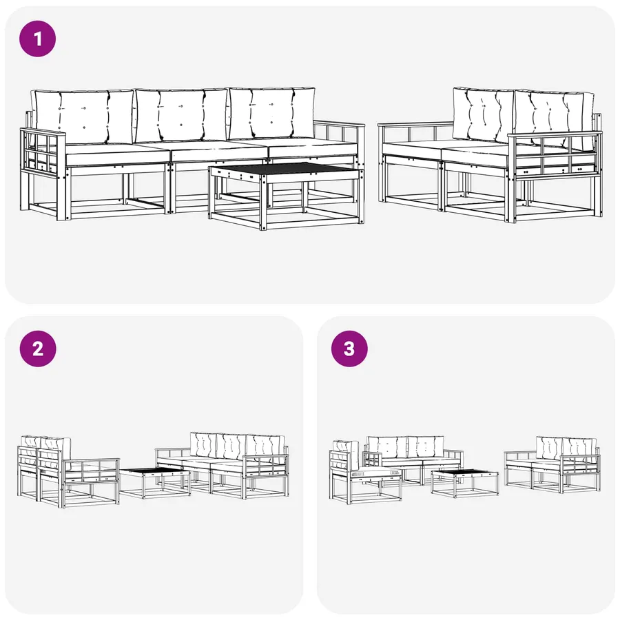 Ensemble de canapés d'extérieur 6 pcs Blanc et anthracite - 6