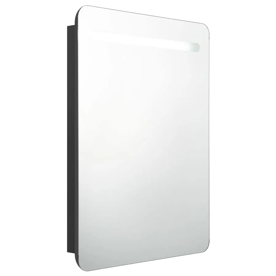 Armoire de salle de bain à miroir LED noir 60x11x80 cm - 2