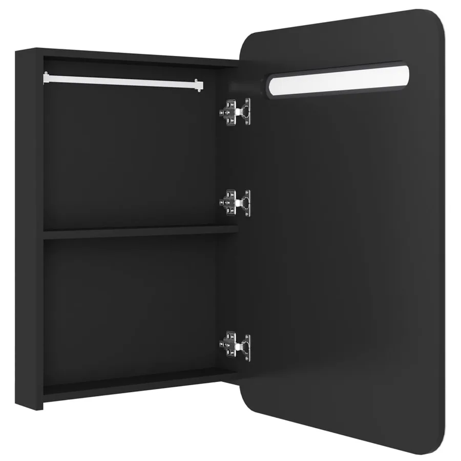 Armoire de salle de bain à miroir LED noir 60x11x80 cm - 5