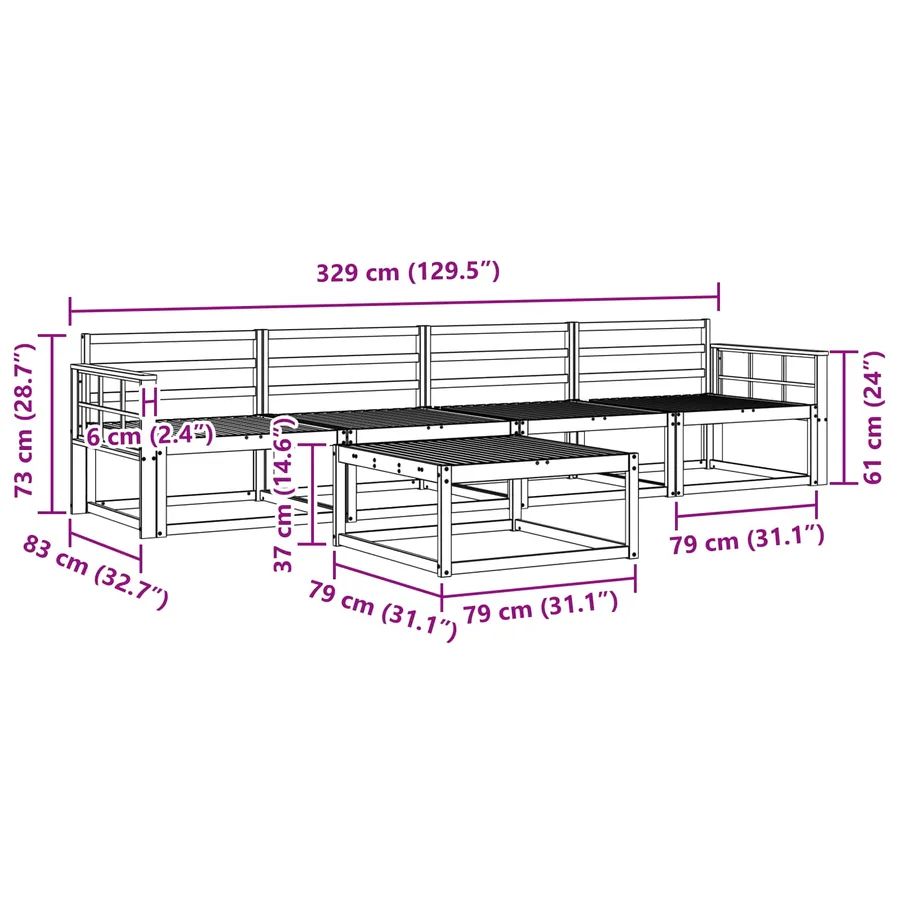 Ensemble de canapés d'extérieur 5 pcs Blanc 79 x 79 x 37 cm - 7
