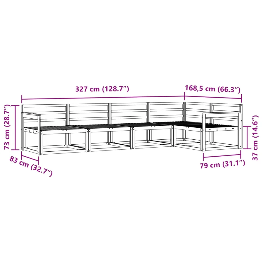 Ensemble de canapés d'extérieur 5 pcs Blanc 327 x 168,5 x 73 cm - 7