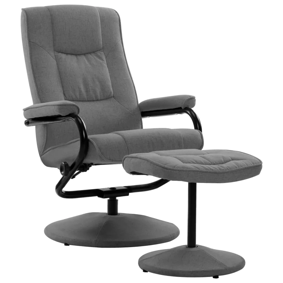 Fauteuil inclinable avec repose-pieds gris clair tissu - 2
