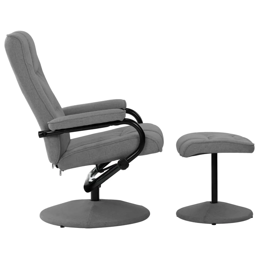 Fauteuil inclinable avec repose-pieds gris clair tissu - 3