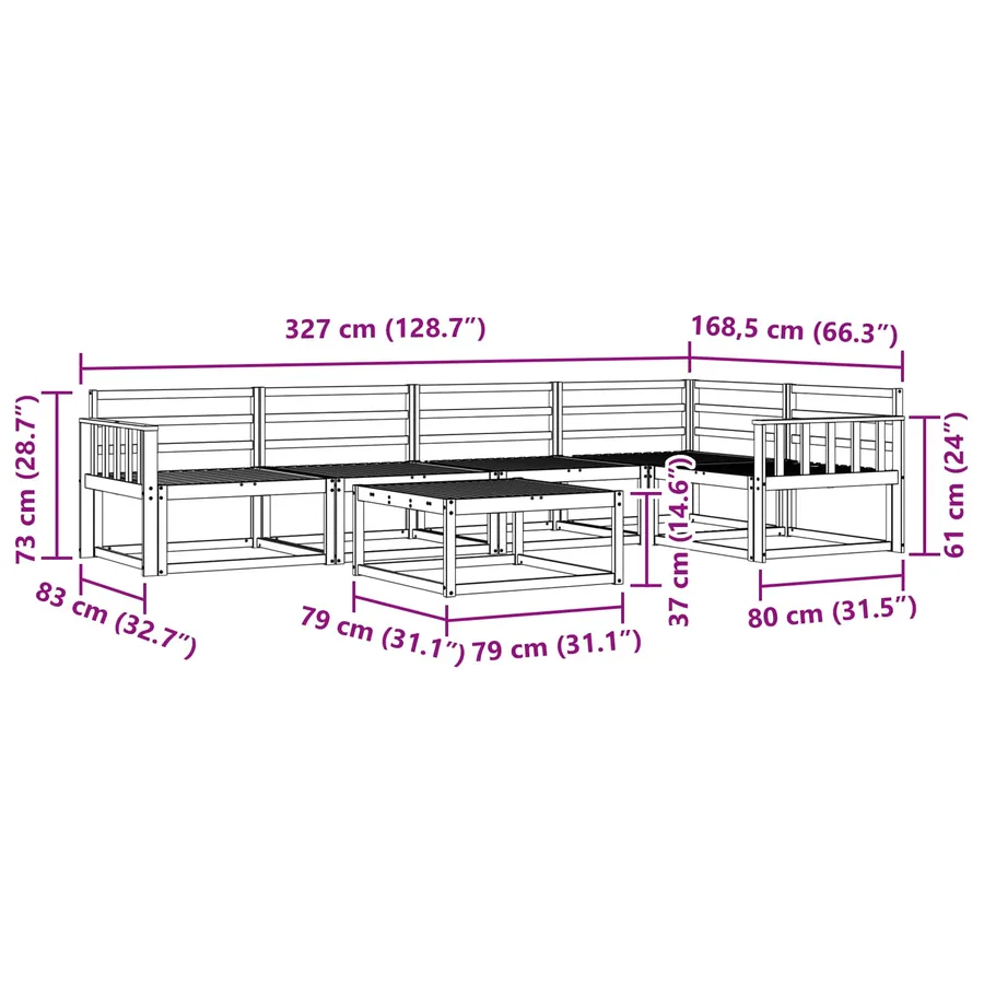 Ensemble de canapés d'extérieur 6 pcs Blanc 79 x 79 x 37 cm - 9