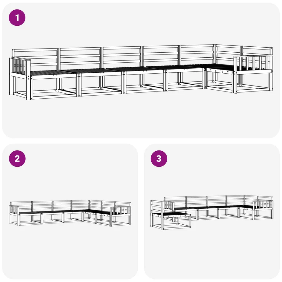 Ensemble de canapés d'extérieur 6 pcs Blanc 406 x 168,5 x 73 cm - 6