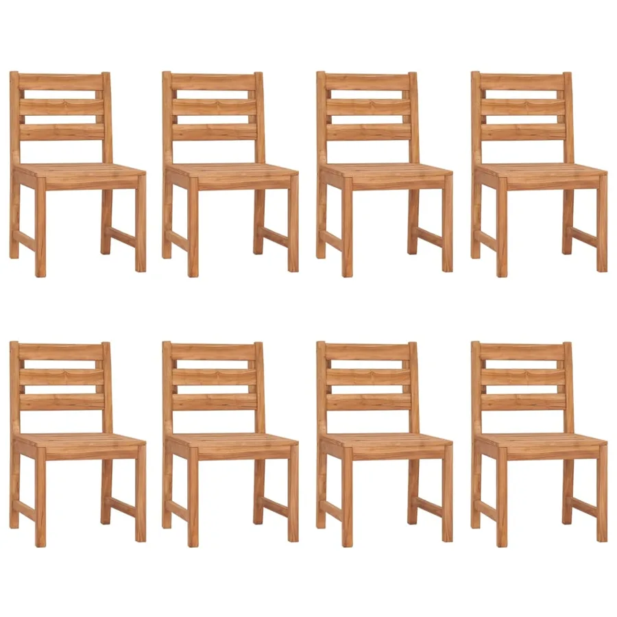 Chaises de jardin lot de 8 Bois de teck solide - 2