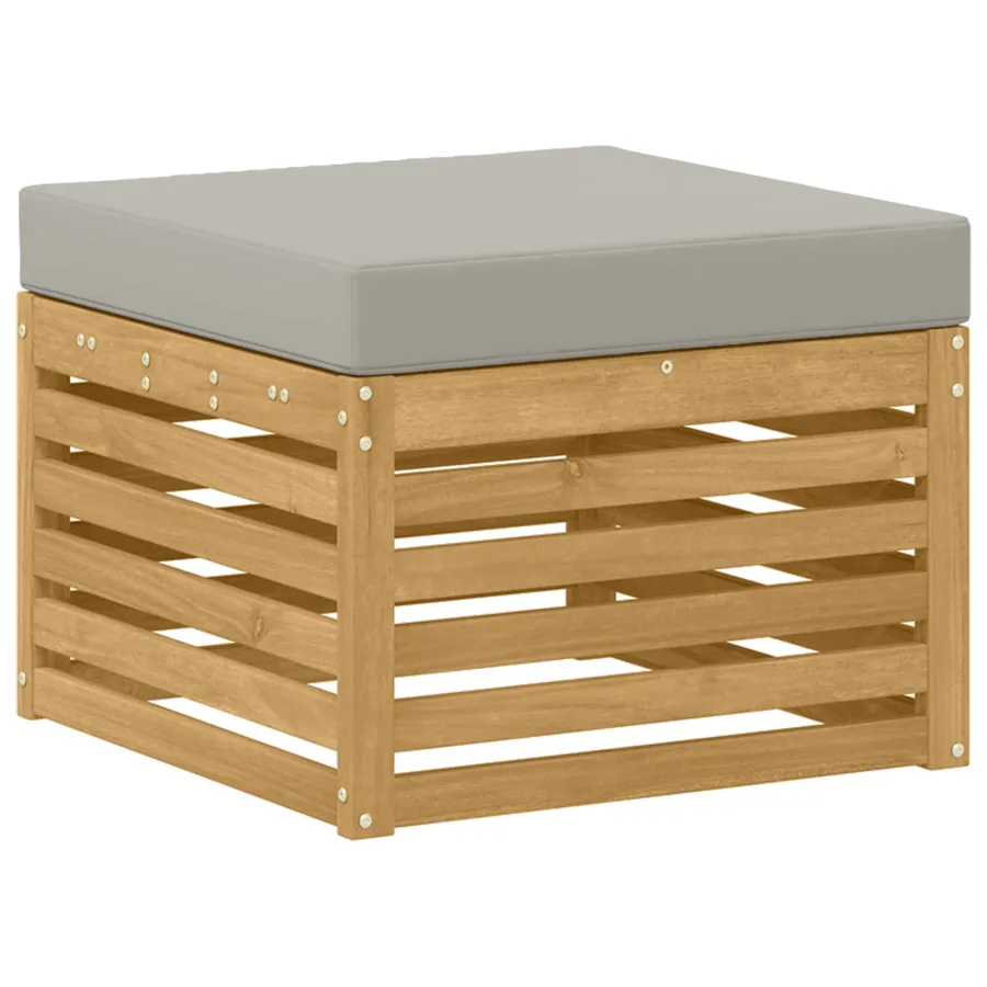 Pouf d'Extérieur Bois d'Acacia Massif Blanc - 2