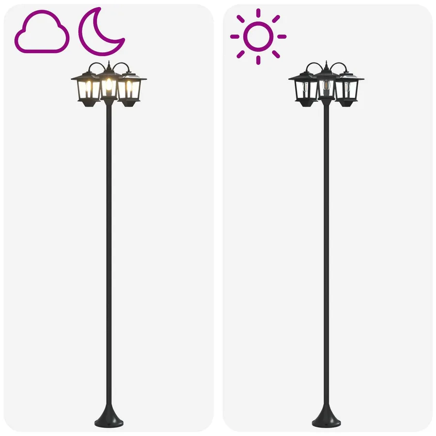Lampadaire à 3 têtes Noir 16 x 16 x 187 cm Aluminium et ABS - 8