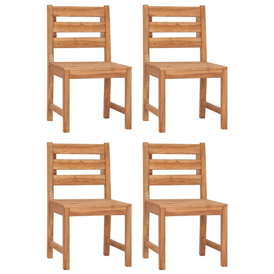 Chaises de jardin lot de 4 Bois de teck solide - 2