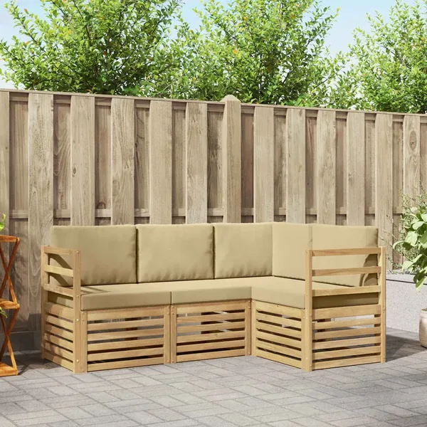 Ensembles de canapés 4 pcs Blanc et Beige 185,5 x 126,5 x 73 cm