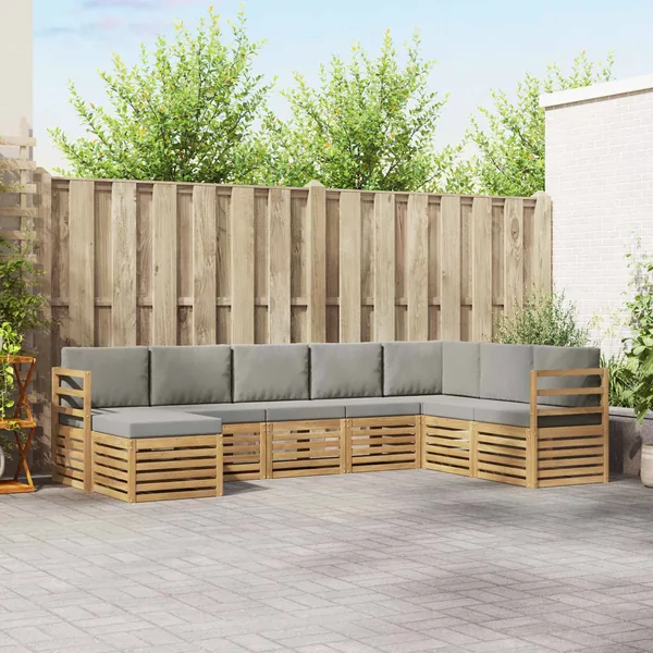 Ensemble de canapés d'extérieur 8 pcs Blanc et gris clair
