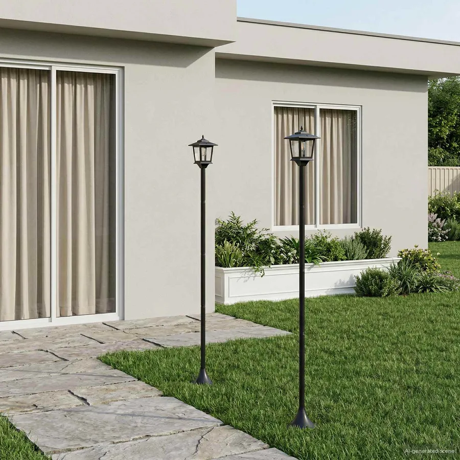 Ensemble de lampadaires 2 pc Noir 16 x 16 x 156 cm - 3