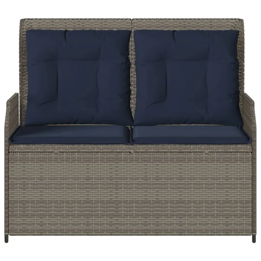 Banc inclinable de jardin avec coussins gris résine tressée - 4