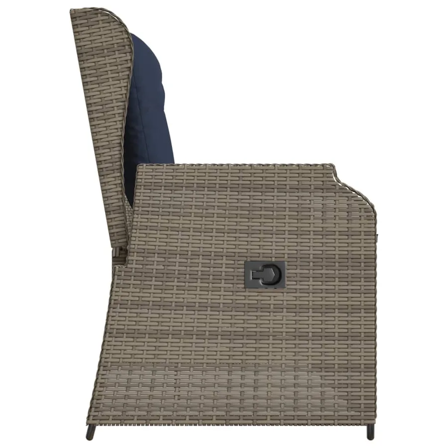 Banc inclinable de jardin avec coussins gris résine tressée - 5