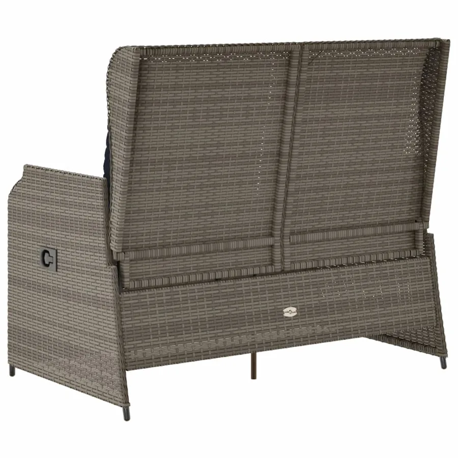Banc inclinable de jardin avec coussins gris résine tressée - 6