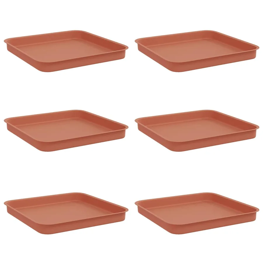 Plateau carré à fleurs 6 pcs Rouge brique 25,5 x 25,5 x 2,5 cm - 2