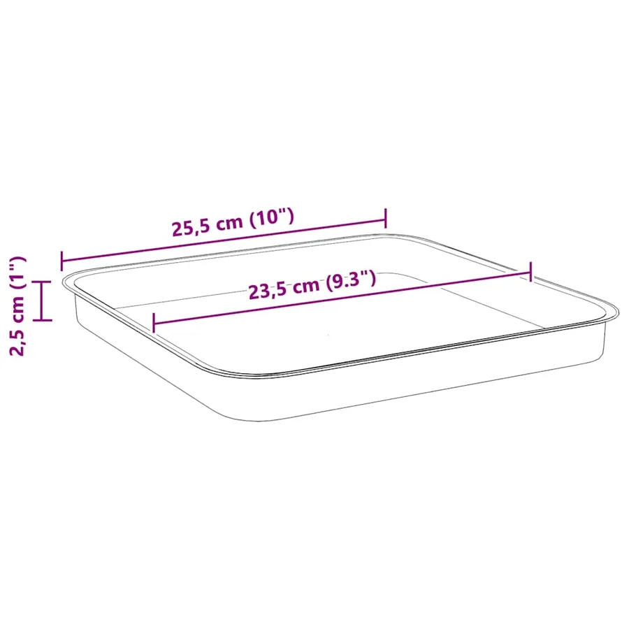 Plateau carré à fleurs 6 pcs Noir 25,5 x 25,5 x 2,5 cm - 8