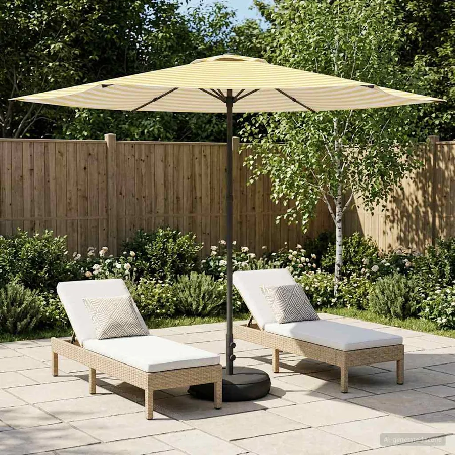 Parasol de jardin avec base 300 x 300 cm Polyester